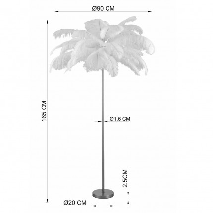 Floor Lamp Feather 165cm brown Kare Design
