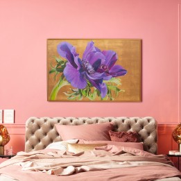 Purple flowers on gold background - Kare Design