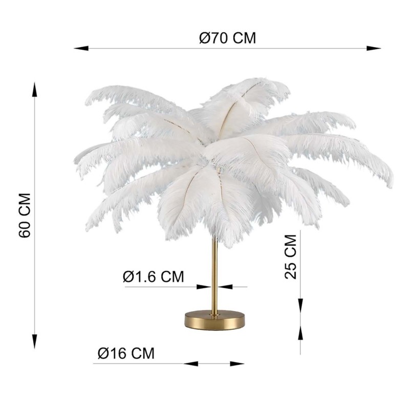 White feather table lamp 60cm Kare Design