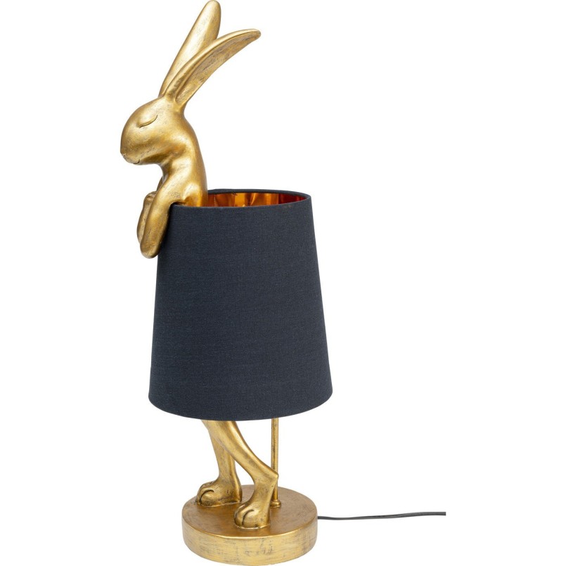 Gouden konijn tafellamp met zwarte kap - Animal - Kare Design