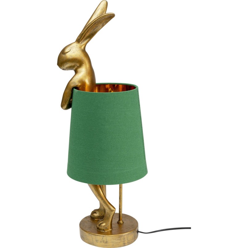 Gouden konijn tafellamp met groene kap - Animal - Kare Design
