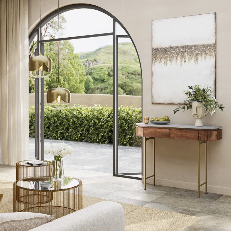 Console van massief mango en wit marmer - Grace - Kare Design