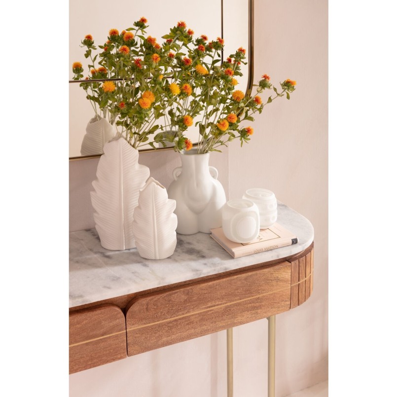 Console van massief mango en wit marmer - Grace - Kare Design