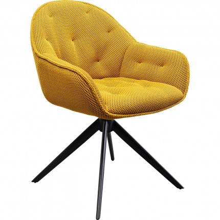 Draaistoel met armleuningen Carlito Mesh geel Kare Design