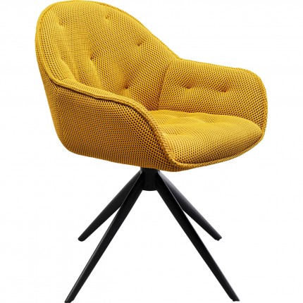 Draaistoel met armleuningen Carlito Mesh geel Kare Design