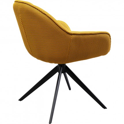 Draaistoel met armleuningen Carlito Mesh geel Kare Design