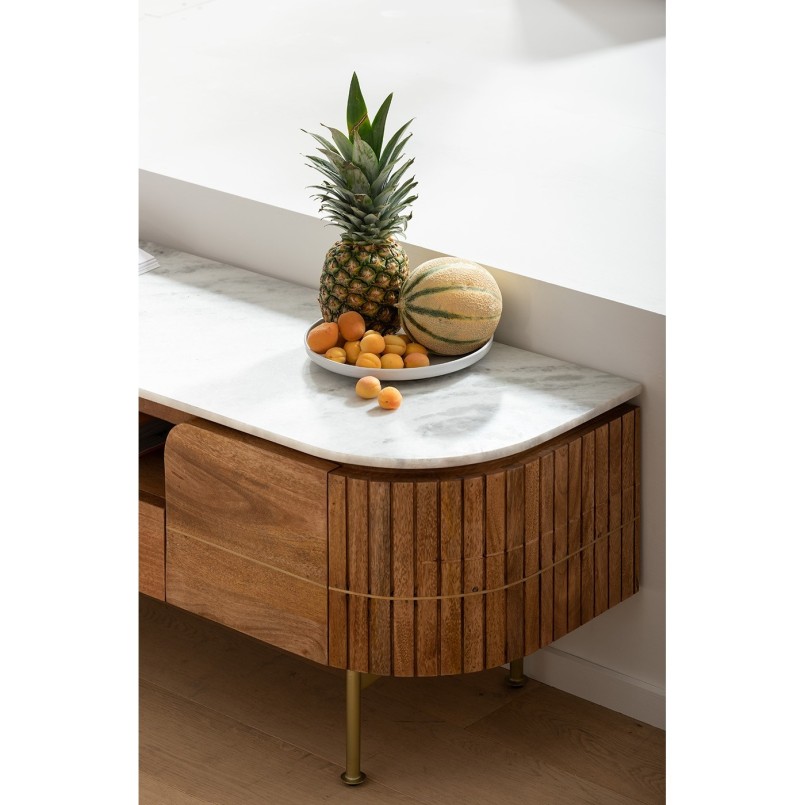 Houten TV-meubel met marmeren blad - Grace - Kare Design