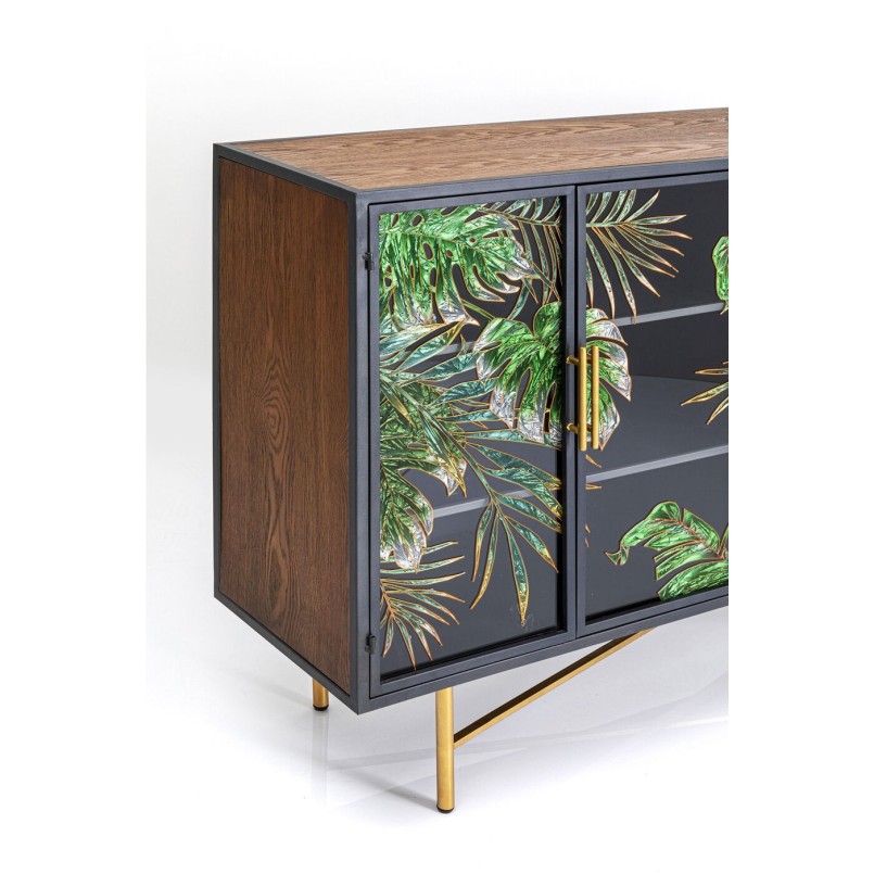 Glasdeur dressoir met tropische bladeren - Jungle - Kare Design