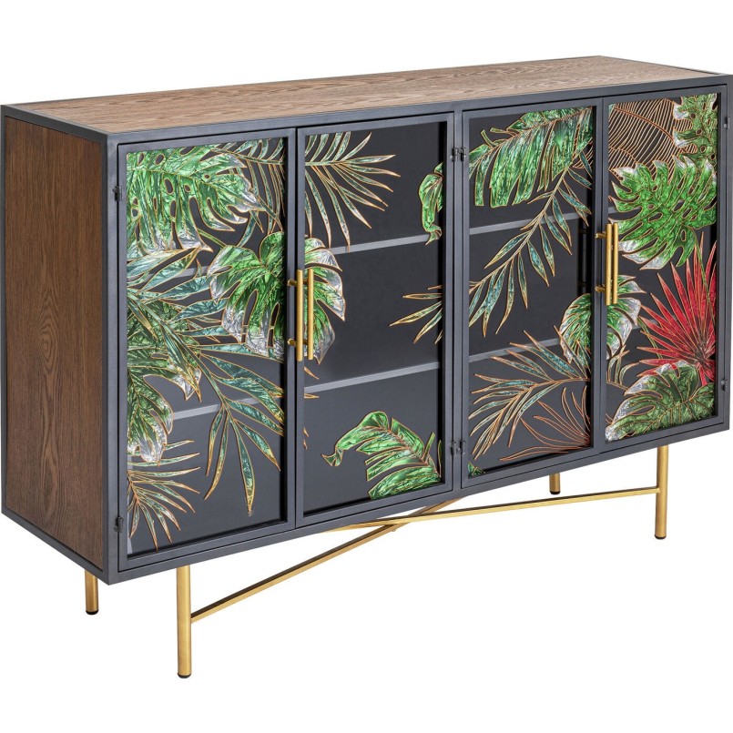 Glasdeur dressoir met tropische bladeren - Jungle - Kare Design