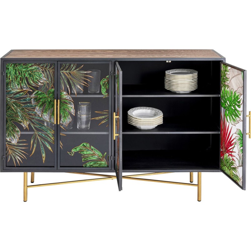 Glasdeur dressoir met tropische bladeren - Jungle - Kare Design