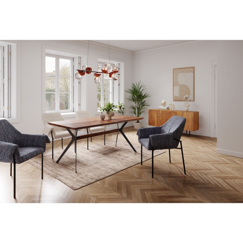 Stoel met armleuningen in crème bouclé stof - Bess - Kare Design