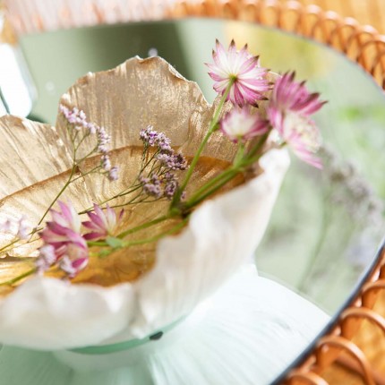 Serveerschaal bloem wit en goud Ø20cm Kare Design