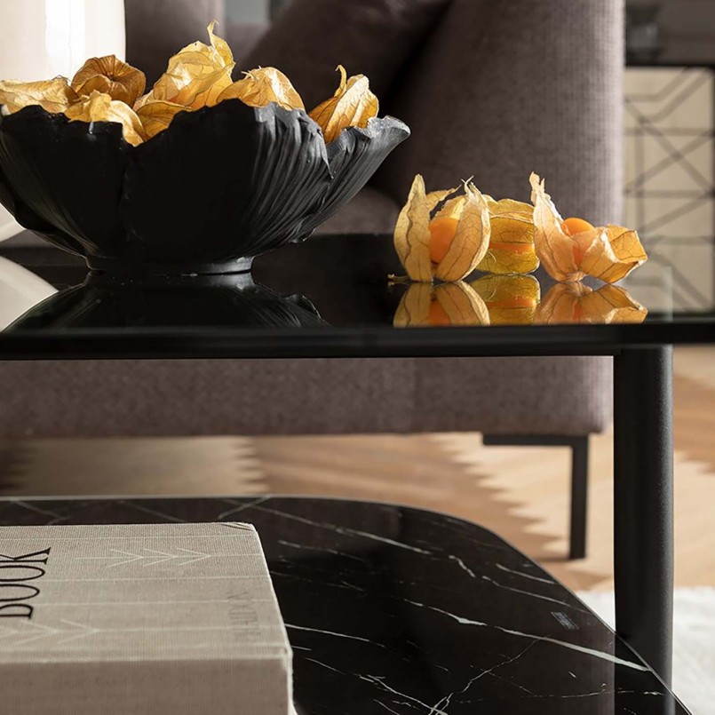 Gouden en zwarte bloemenschaal - Kare Design
