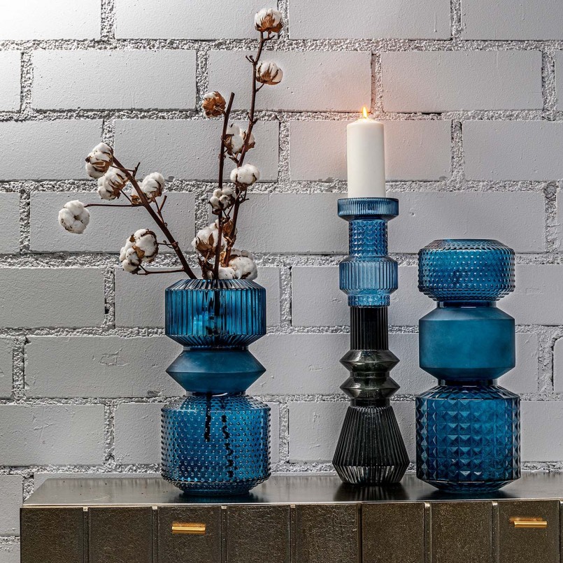 Blauwe glazen vaas - Marvelous Duo - Kare Design