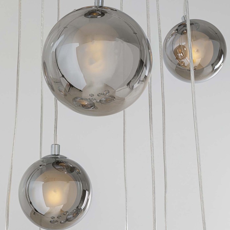Chromium-plated hanging lamp with glass globes - Symphony - Kare Design