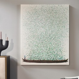 Flower painting pirogue beige and green - Touched - Kare Design