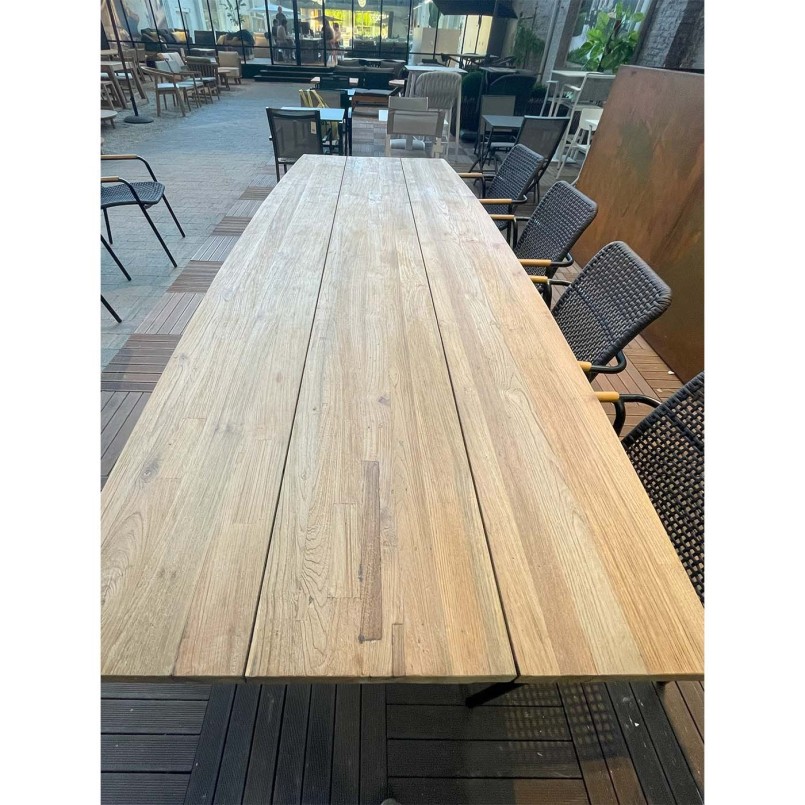 Tuintafel van staal en hergebruikt teakhout - Fanny - Gescova