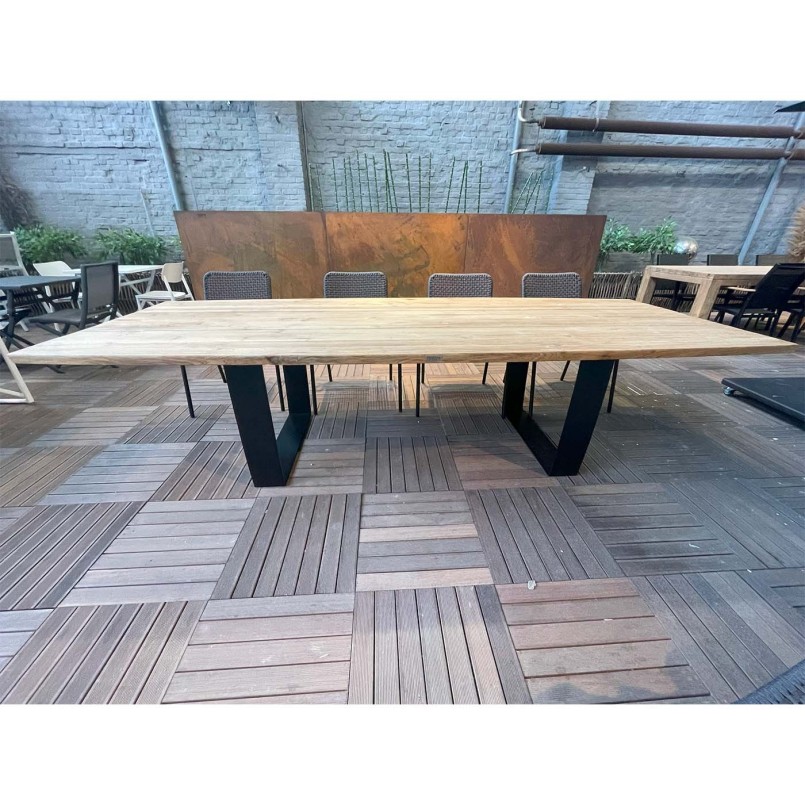 Garden table in steel and reclaimed teak - Fanny - Gescova