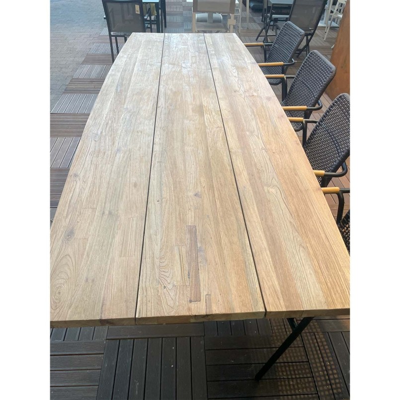Tuintafel van staal en hergebruikt teakhout - Fanny - Gescova