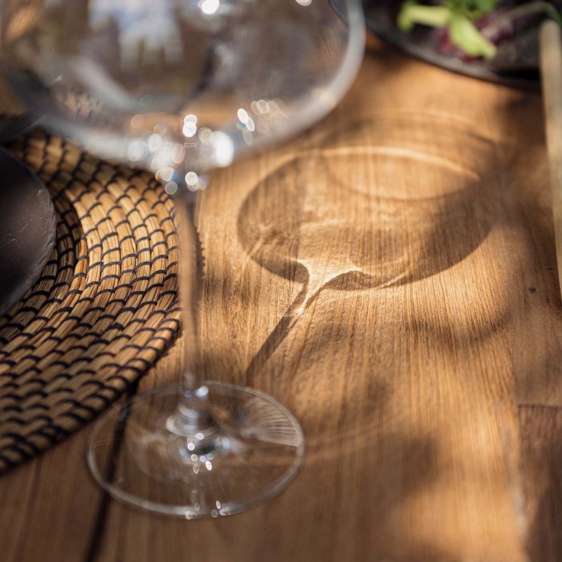 Tuintafel van staal en hergebruikt teakhout - Fanny - Gescova