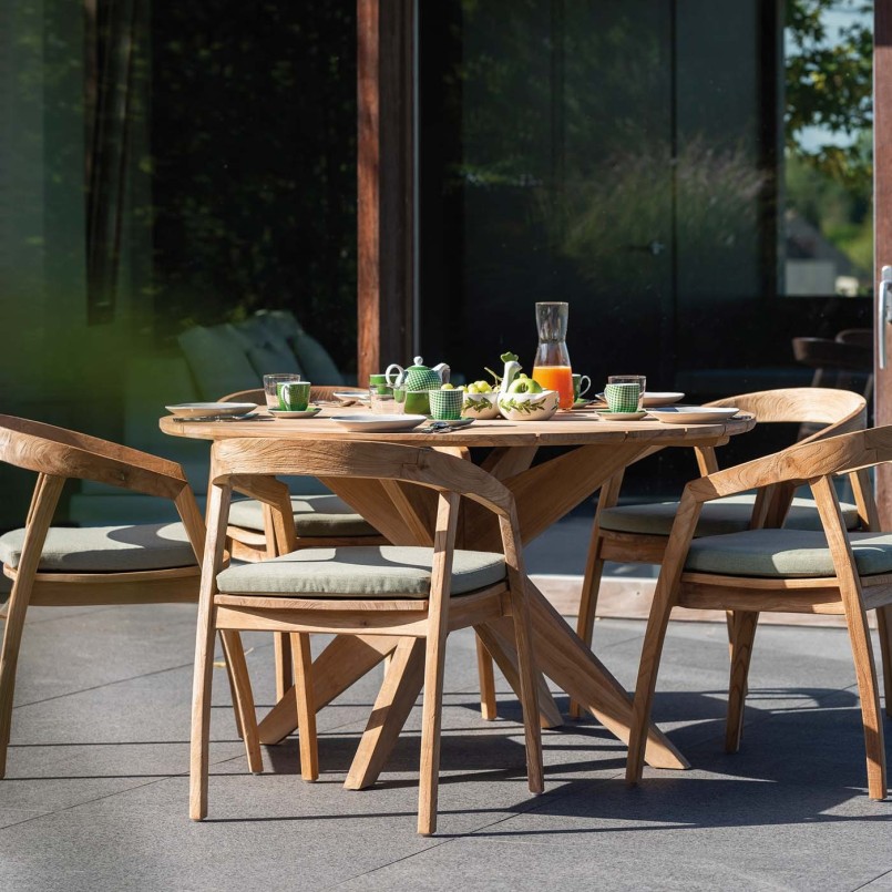 Ronde houten tuintafel - Java - Gescova