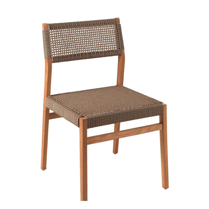 Teak and brown rope garden chair - Luna - Gescova