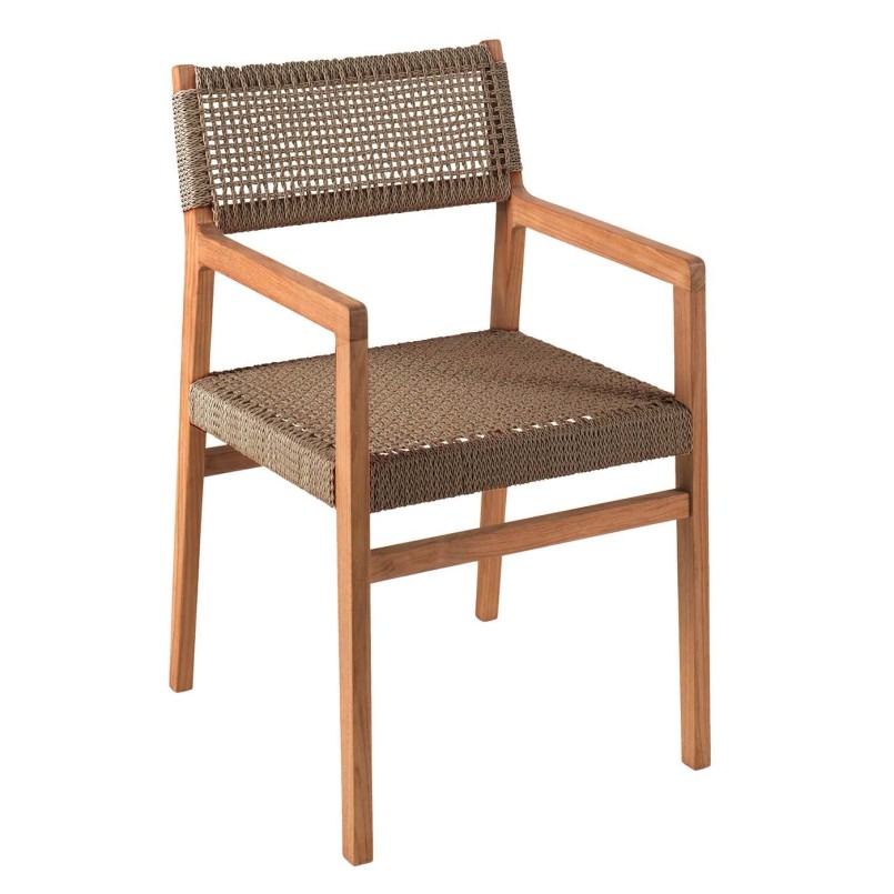 Tuinstoel van teak en bruin touw - Luna - Gescova