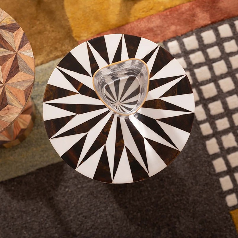 Rond bruin en wit bijzettafeltje - Domero Star - Kare Design