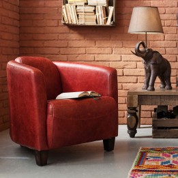 Vintage armchair in red leather - Cigar Lounge - Kare Design