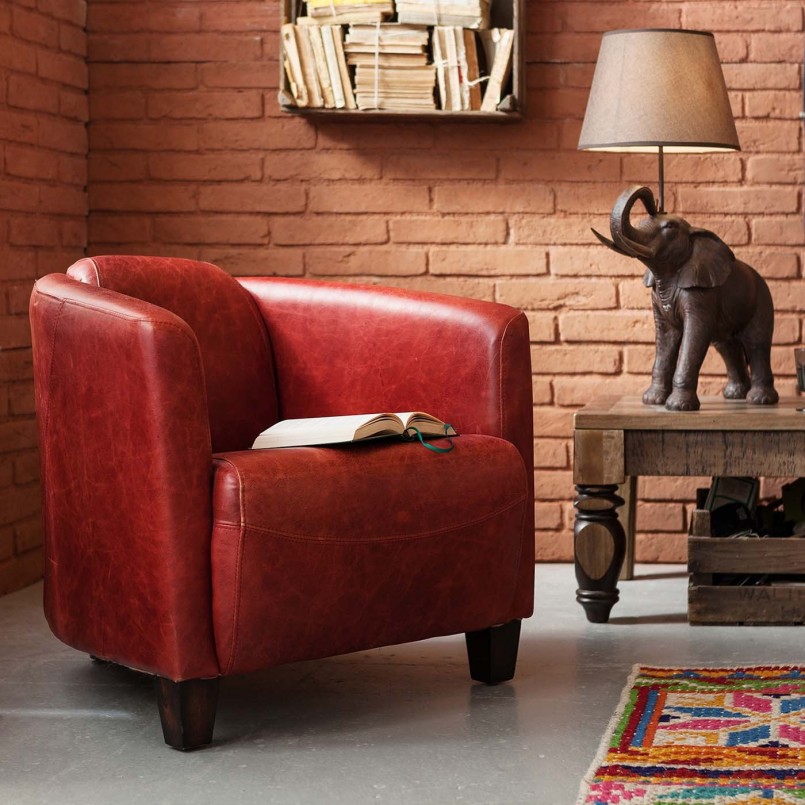 Vintage fauteuil in rood leer - Cigar Lounge - Kare Design