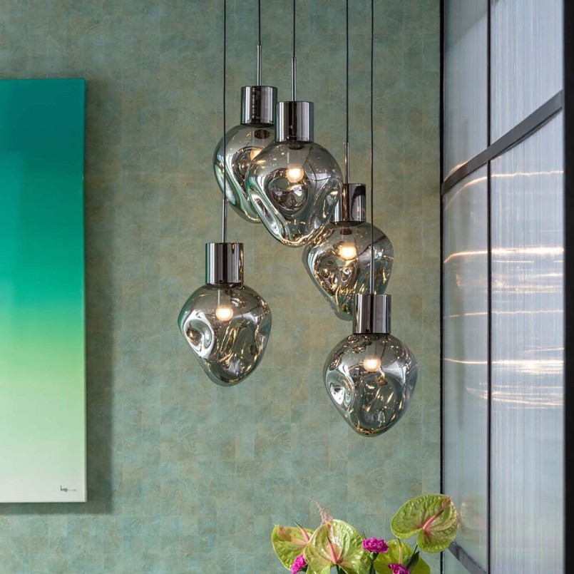 Silver suspension lamp in glass - Supernova - Kare Design
