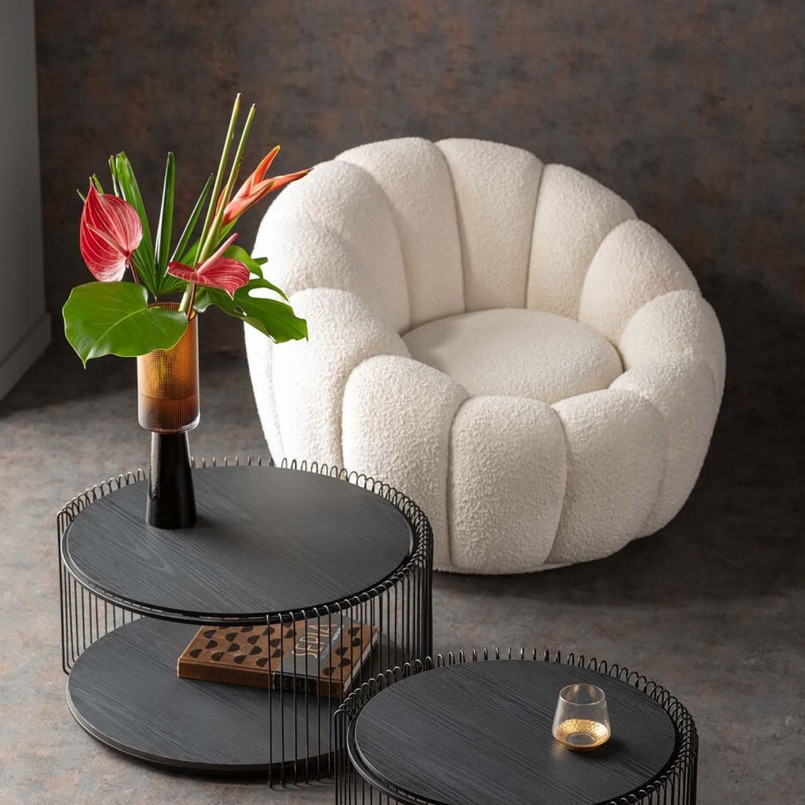 White swivel armchair - Peppo Bloom - Kare Design
