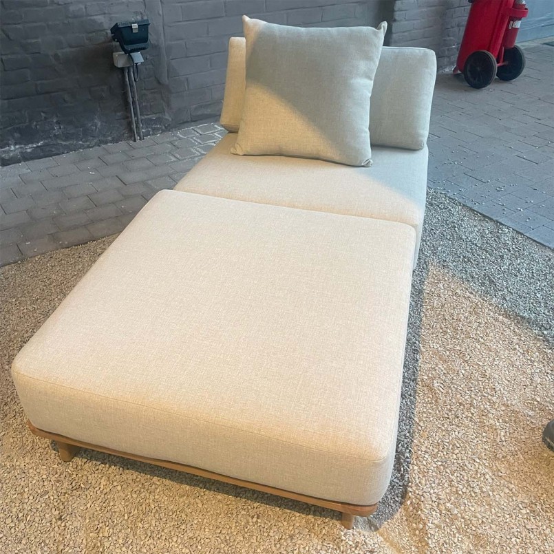 Garden armchair in beige fabric and teak - Djerba - Gescova