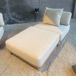 Tuinstoel in beige stof en teak - Djerba - Gescova