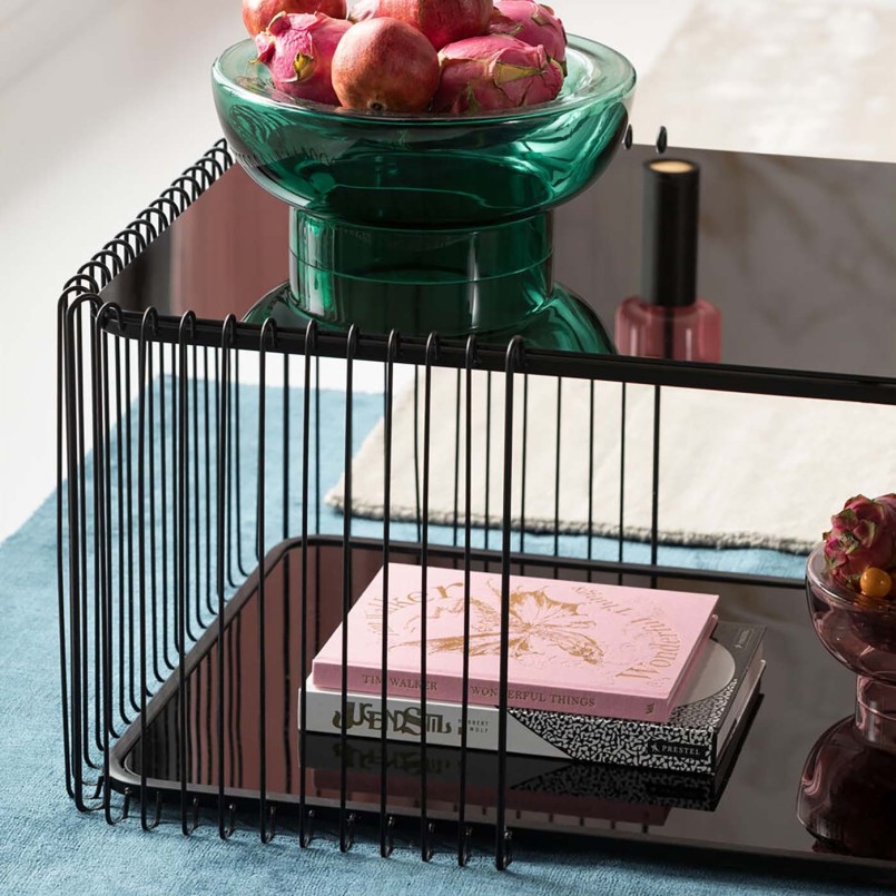 Coffee table in black steel and glass - Wire Double - Kare Design