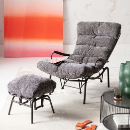 Grey rocking armchair and footrest - Vienna - Kare Design