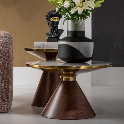 Side Table Cono Ø50cm ceramic walnut Kare Design