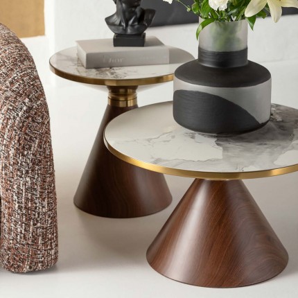 Bijzettafel Cono Ø50cm keramiek walnoot Kare Design