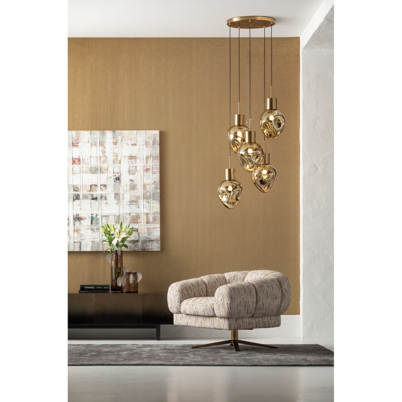 Abstract beige canvas met vierkantjes - Treccia - Kare Design