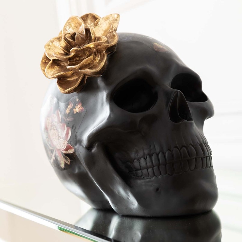 Black skull decoration with flowers - Kare Design