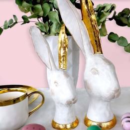 Versiering konijnenkop wit en goud - Kare Design