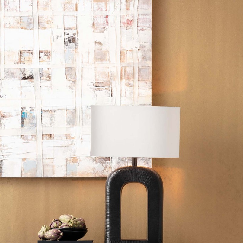 Abstract beige canvas met vierkantjes - Treccia - Kare Design