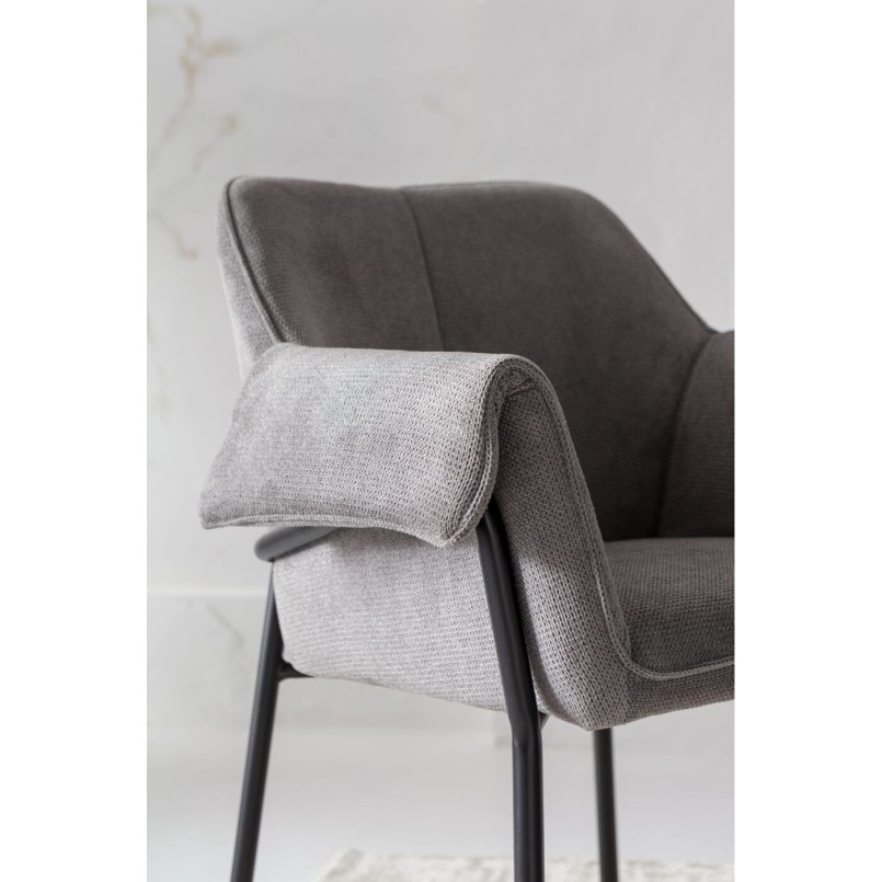 Stoel met armleuningen in grijze geweven stof - Bess - Kare Design