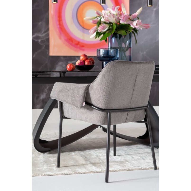Stoel met armleuningen in grijze geweven stof - Bess - Kare Design