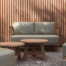 Round garden coffee table in reclaimed teak - Ferdi - Gescova
