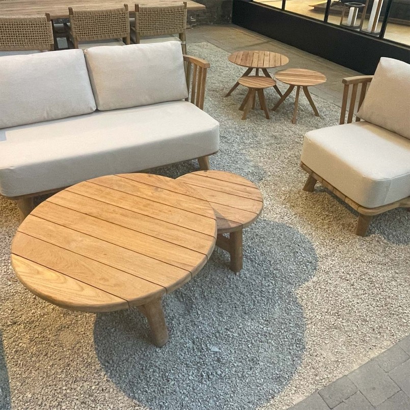 Ronde salontafel in hergebruikt teakhout - Ferdi - Gescova