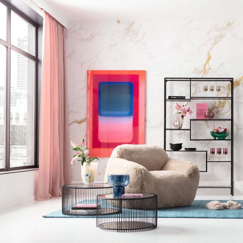 Roze en blauwe rechthoekige canvas - Tendency - Kare Design