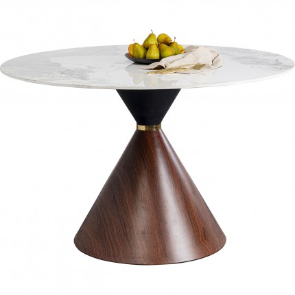 Eettafel Cono Ø120cm keramiek walnoot Kare Design