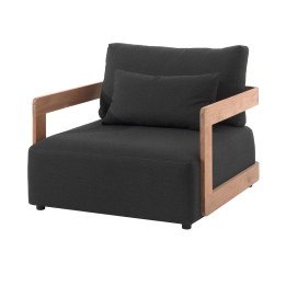 Dark grey garden armchair in teak and agora - Rafa - Gescova