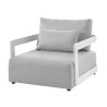 Garden armchair in light grey fabric and white aluminium - Rafa - Gescova